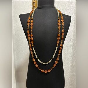 Vintage necklace by Sarah Coventry Elegant Orange Beaded Necklace gold tone 1970